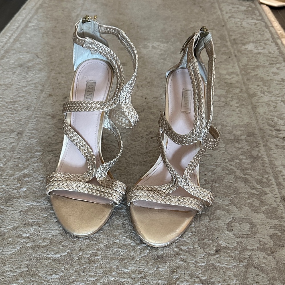 Glint Gold Braided Strappy Heels